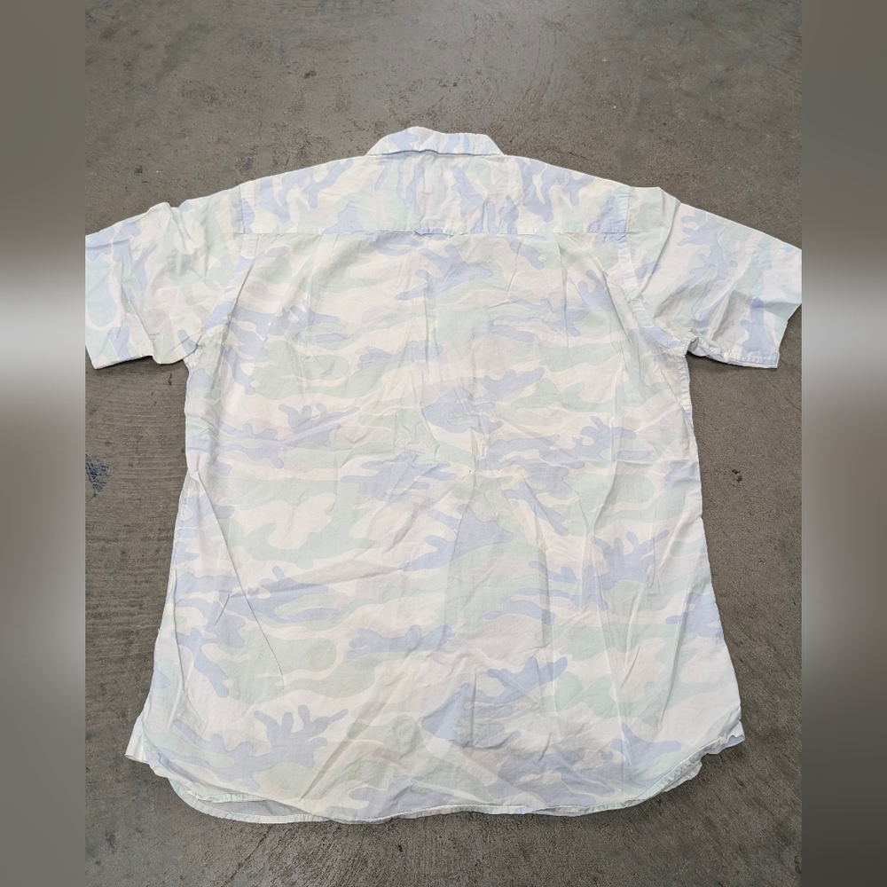 Kardo Blue Camo Casual Short Sleeve Button Down Shirt, Small - Picture 11 of 16
